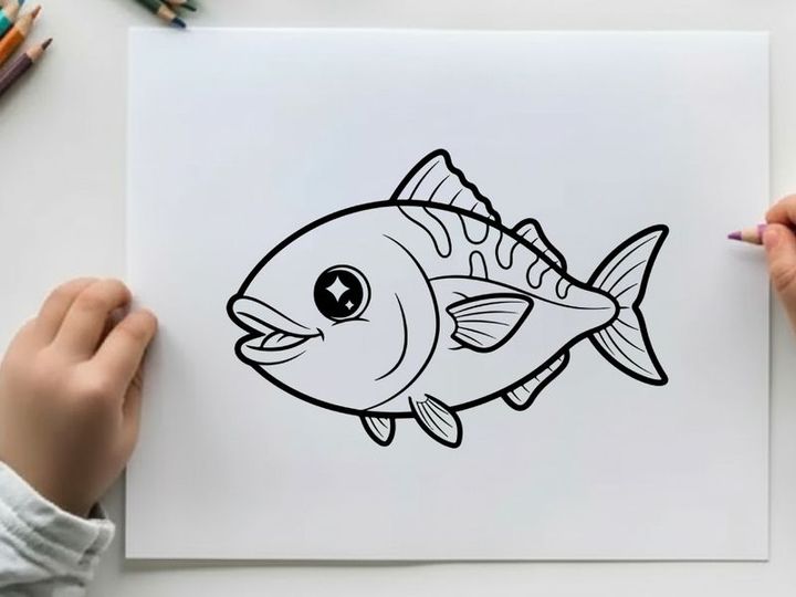 Cute cartoon fish with star vector illustration flat design