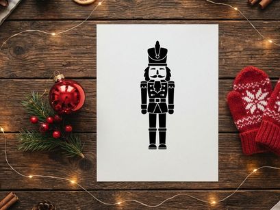 Ícone de silhueta preta de um soldado boneco de pinheiro de Natal isolado em fundo branco