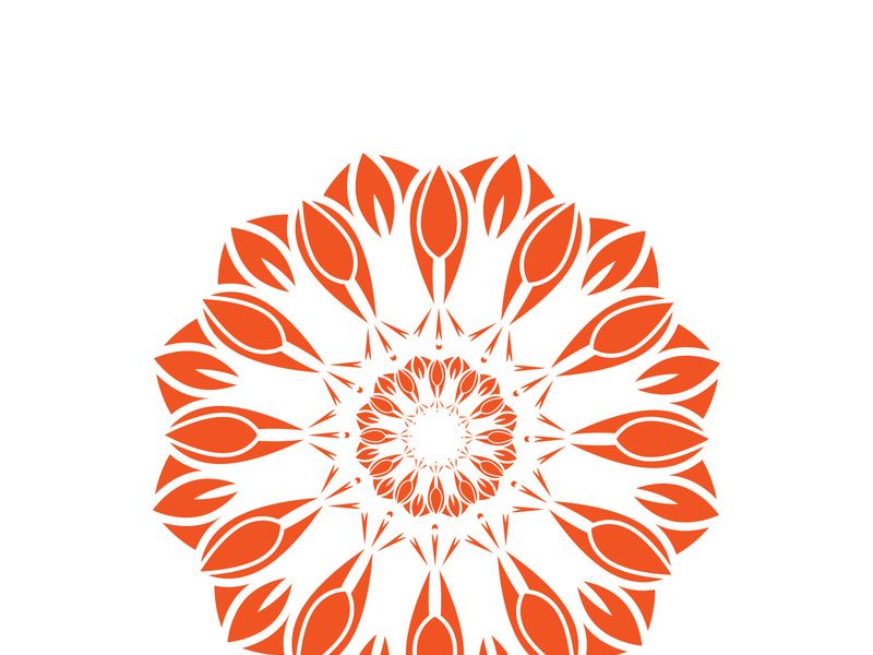 Traditional Asian colorful floral pattern Stained glass mosaic logo tile design inspiration