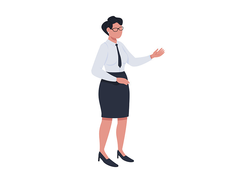 Female civil servant semi flat color vector character