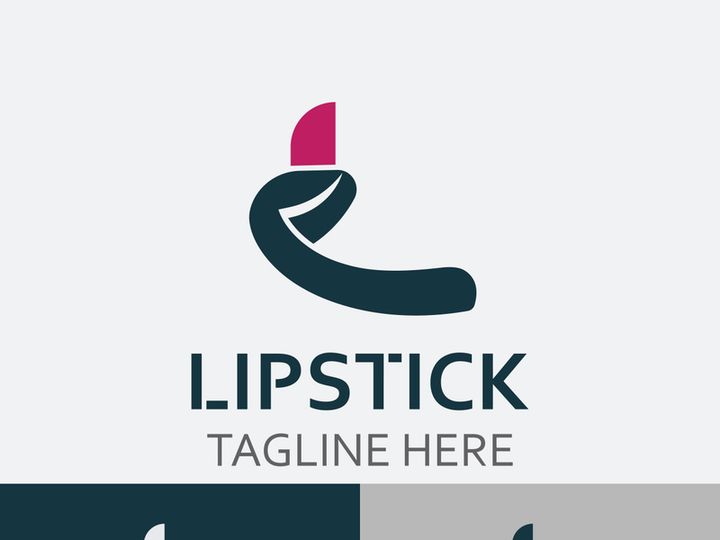 Lipstick logo design for makeup fashion shop and beauty vector cosmetic design template