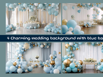 Charming wedding background with blue balloons preview picture