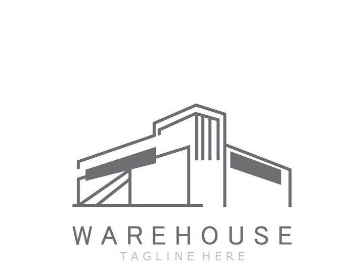 Warehouse modern storage logo business industry illustration