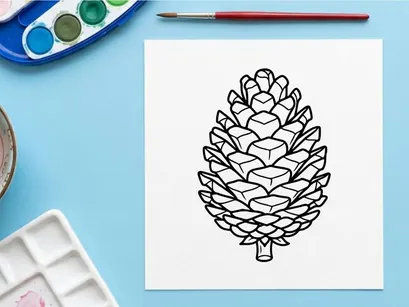 Decorative pine cone illustration for holiday design. Elegant botanical element for seasonal projects.