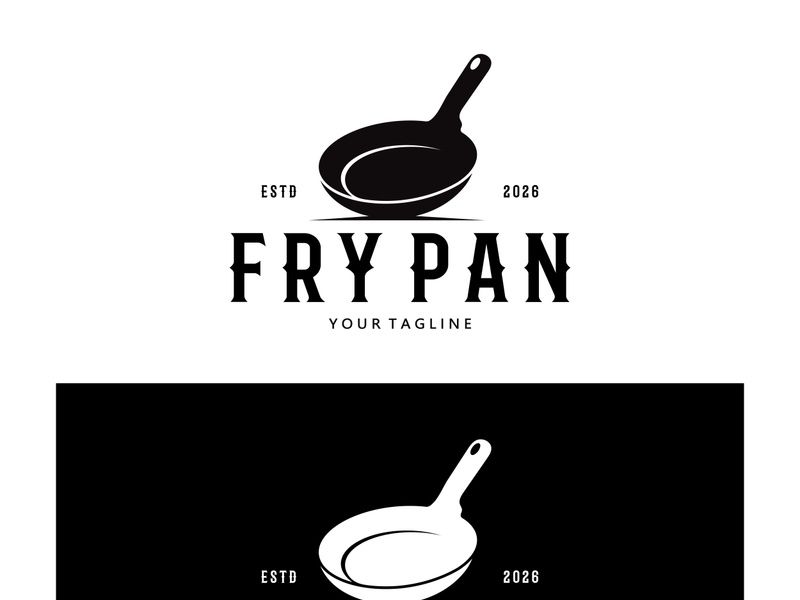 frying pan and spatula logo, kitchen cooking equipment, for business, company, restaurant