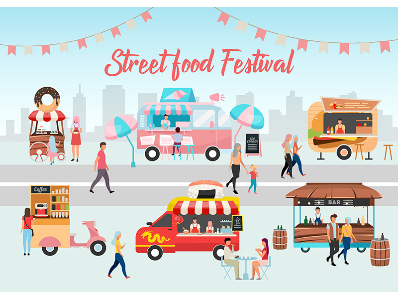 Street food festival poster vector template