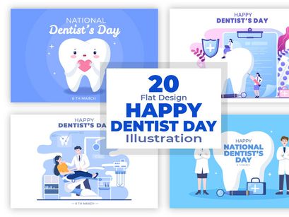 20 World Dentist Day Cartoon Background Illustration