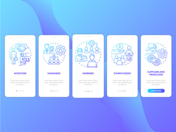 Members categories blue gradient onboarding mobile app screen preview picture