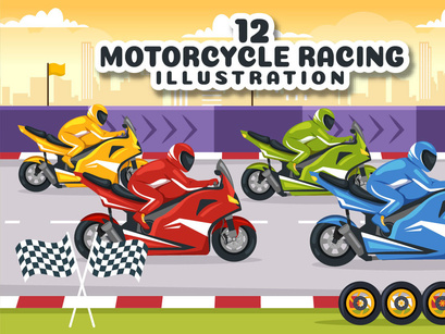 12 Motorcycle Racing Championship Illustration
