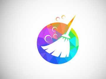 Low Poly Cleaning Service Logo Design Template, Cleaning Company Logo Sign Symbol. preview picture