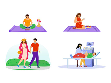 Pregnancy flat vector illustrations set preview picture