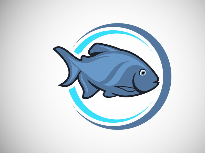 Piranha fish in a circle. Fish logo design template. Seafood restaurant shop Logotype concept icon.