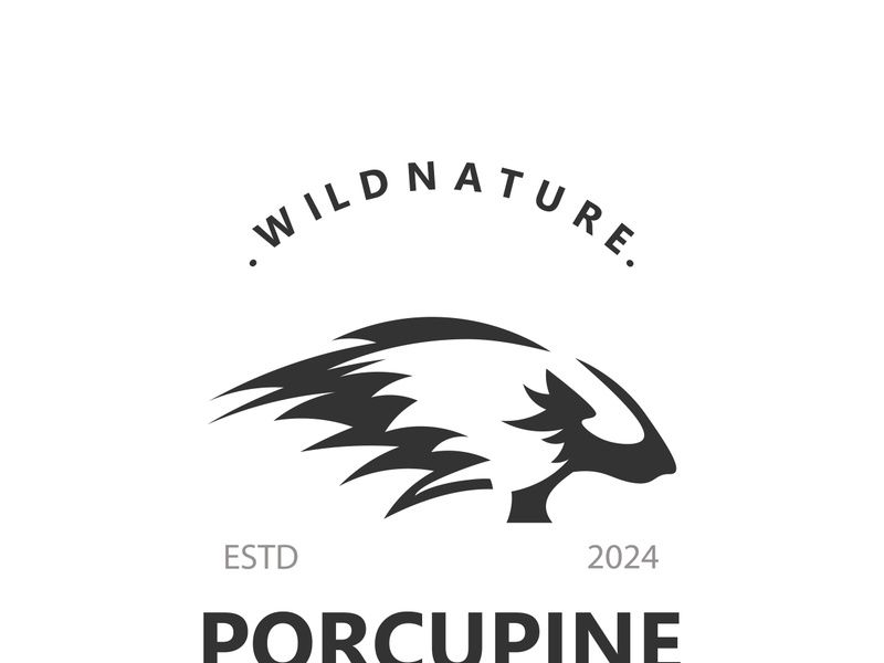 Porcupine logo design. animal vintage minimalist logo Hedgehog modern template icon