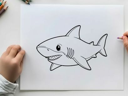 Cartoon shark swimming vector illustration flat design