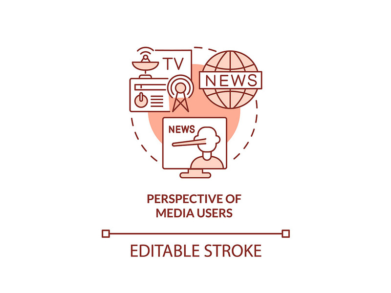 Perspective of media users red concept icon