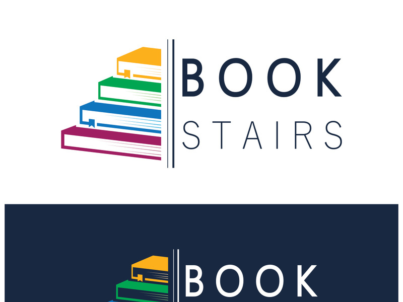 book stairs logo, or library for bookstores, book companies, publishers, encyclopedias, libraries, education, digital books, vectors