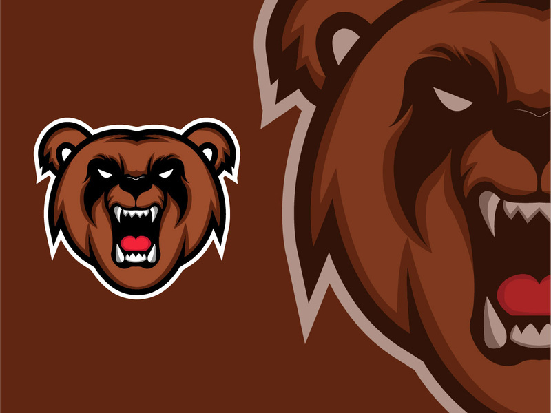 Bear Head Esport  mascot Logo Design Template