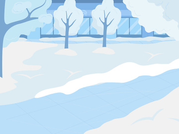 Urban winter park flat color vector illustration preview picture