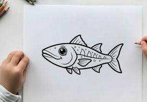Cartoon tuna fish swimming vector illustration flat design