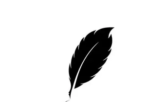 Feather quill design icon and logo illustration classic stationery
