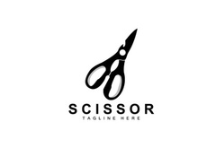 Scissors Logo Design, Barbershop Shaver Vector, Babershop Scissors Brand Illustration