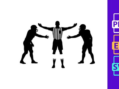 Referee separating two american football players in a dispute