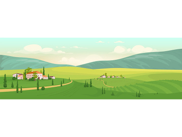 Summer in Italian village flat color vector illustration preview picture