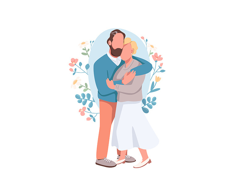 Married couple flat concept vector illustration
