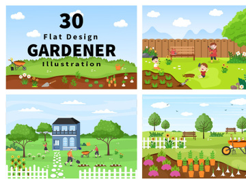 30 Farm Gardener Background Vector preview picture