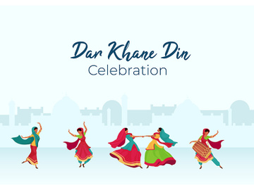 Dar Khane Din celebration poster flat vector template preview picture