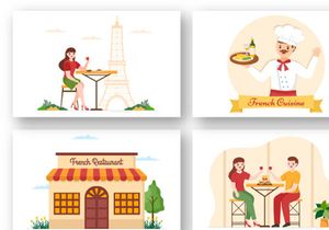 10 French Food Cuisine Restaurant Illustration