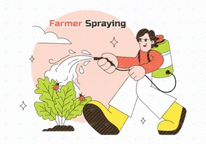 5 Farmer Spraying Pesticides Illustration