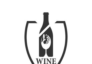 Wine bottle and glass logo design icon