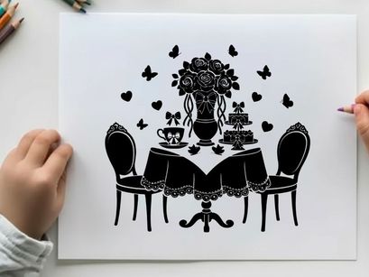 Romantic table setting with silhouette decor