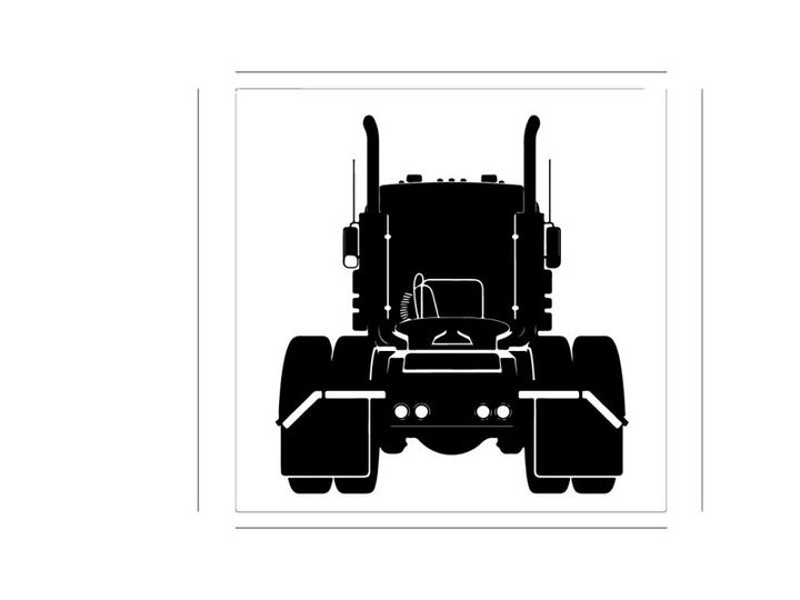 Silhouette of a large truck facing forward