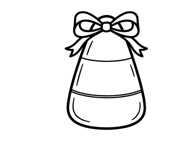 Candy corn with a bow icon. Halloween treat illustration for seasonal holiday design.