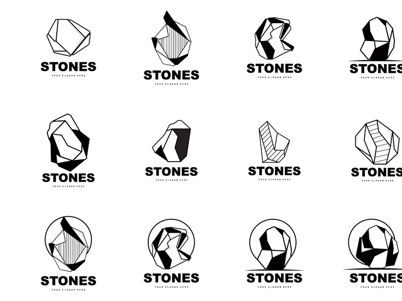 Stone Logo, Vector Stone Modern With Geometry Line Style