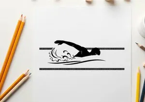 Silhouette of a person swimming in a pool