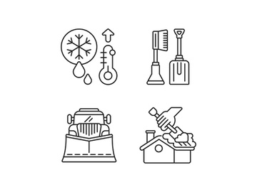 Winter cleaning service linear icons set preview picture