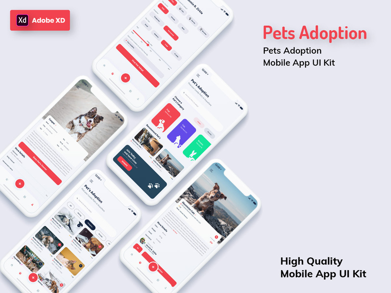 Pets Adoption Mobile App Light Version (XD)