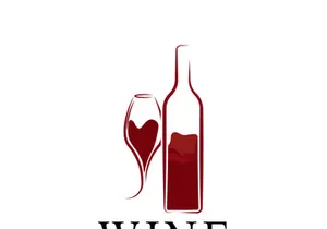 Wine bottle and glass logo design icon