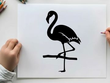 Silhouette of a flamingo standing on one leg preview picture
