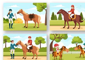 13 Equestrian Sport Horse Trainer Illustration