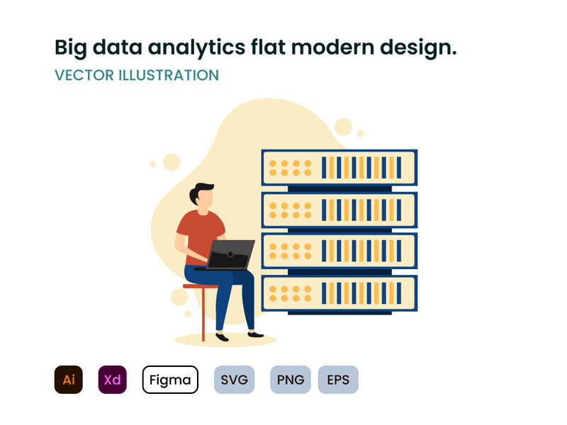 Big data analytics flat modern design.