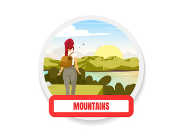 Mountains flat color vector badge preview picture