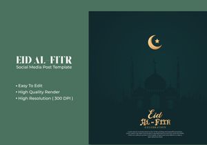 Eid Al-Fitr social media post template design Premium Vector
