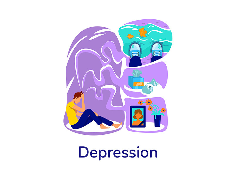 Mental health problem flat concept vector illustration