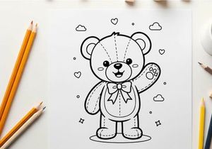 Cute teddy bear with hearts love vector illustration