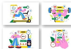 10 Fitness App Vector Illustration