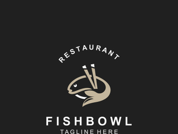Fish Bowl logo with Chopstick, Japanese restaurant Poke Sushi Seafood unique design preview picture